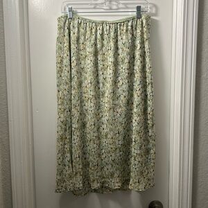 Green Floral Midi Skirt